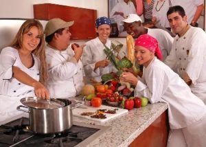 culinary arts students at cooking school